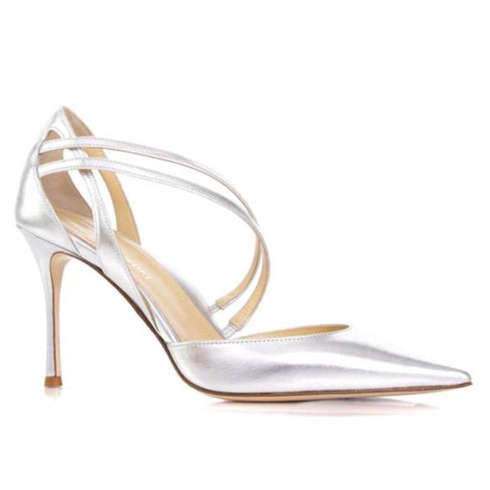 Marion Parke Megan 85 Leather Pump - Silver NWT and Box/Bag